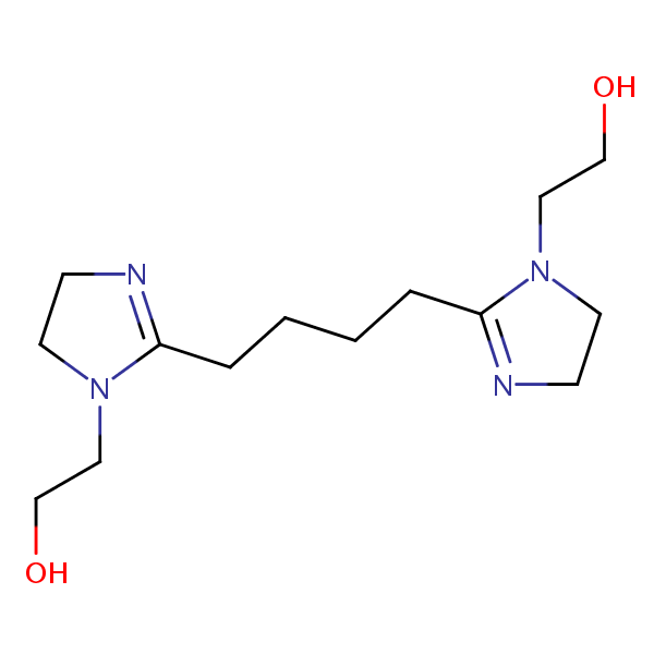 2,2’-(Butane-1,4-diyl)bis(4,5-dihydro-1H-imidazol-1-ethanol) structural formula