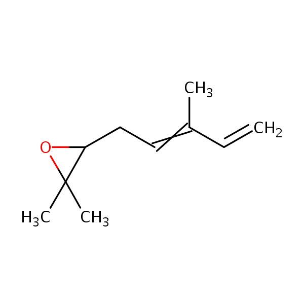 2,2-Dimethyl-3-(3-methylpenta-2,4-dienyl)oxirane structural formula