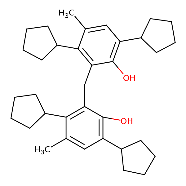 2,2’-Methylenebis(3,6-dicyclopentyl-p-cresol) structural formula