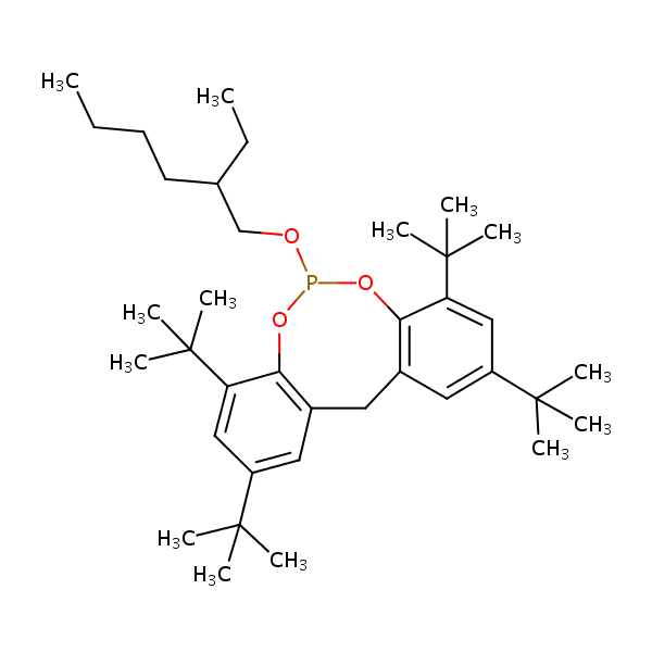 2,2’-Methylenebis(4,6-di-tert-butyl-phenyl)-2- ethylhexyl phosphite structural formula
