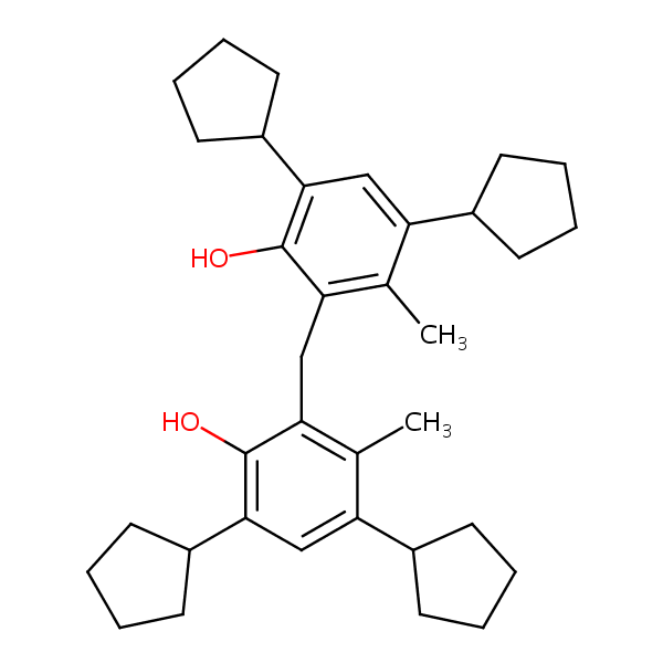 2,2’-Methylenebis(4,6-dicyclopentyl-m-cresol) structural formula