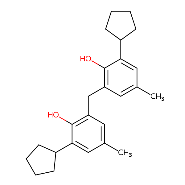 2,2’-Methylenebis(6-cyclopentyl-p-cresol) structural formula