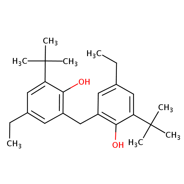 2,2’-Methylenebis(ethyl-6-tert-butylphenol) structural formula