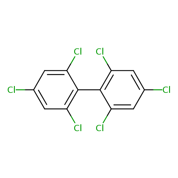2,2’,4,4’,6,6’-Hexachlorobiphenyl structural formula