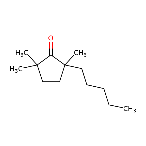 2,2,5-Trimethyl-5-pentylcyclopentan-1-one structural formula