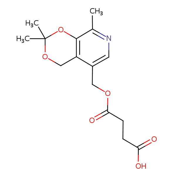 ((2,2,8-Trimethyl-4H-1,3-dioxino(4,5-c)pyridin-5-yl)methyl) hydrogen succinate structural formula