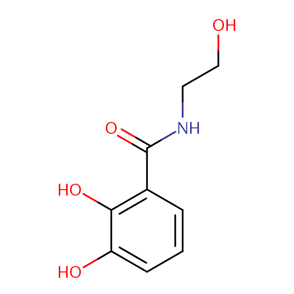 2,3-Dihydroxy-N-(2-hydroxyethyl)benzamide structural formula