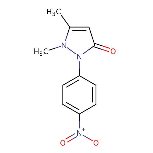 2,3-Dimethyl-1-(4-nitrophenyl)-3-pyrazolin-5-one structural formula