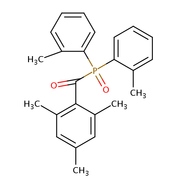 (2,4,6-Trimethylbenzoyl)bis(o-tolyl)phosphine oxide structural formula