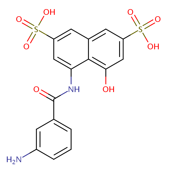 2,7-Naphthalenedisulfonic acid, 4-[(3-aminobenzoyl)amino]-5-hydroxy- structural formula