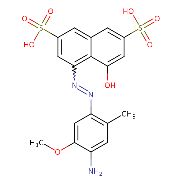 2,7-Naphthalenedisulfonic acid, 4-[(4-amino-5-methoxy-2-methylphenyl)azo]-5-hydroxy- structural formula