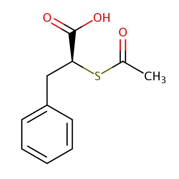 (2S)-2-(Acetylsulfanyl)-3-phenylpropanoic acid structural formula