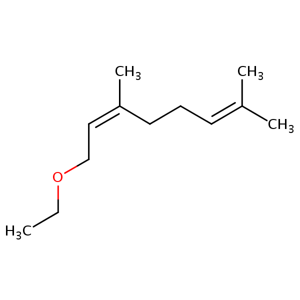 (2Z)-1-Ethoxy-3,7-dimethylocta-2,6-diene structural formula