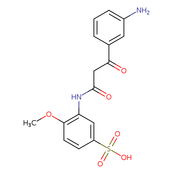 3-((3-(3-Aminophenyl)-1,3-dioxopropyl)amino)-4-methoxybenzenesulphonic acid structural formula