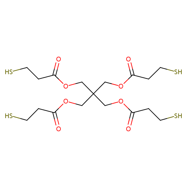 3-[(3-Sulfanylpropanoyl)oxy]-2,2-bis{[(3-sulfanylpropanoyl)oxy]methyl}propyl 3-sulfanylpropanoate structural formula