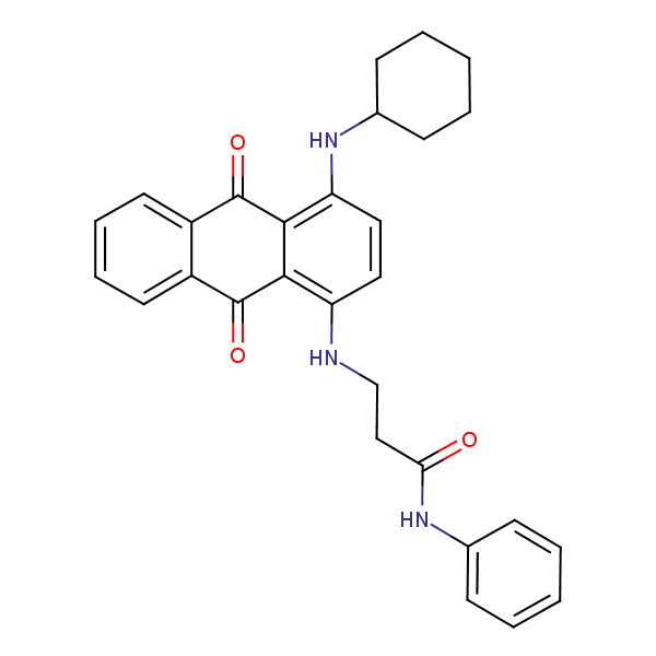 3-((4-(Cyclohexylamino)-9,10-dihydro-9,10-dioxoanthryl)amino)-N-phenylpropionamide structural formula