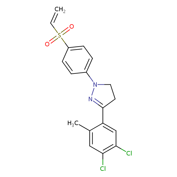 3-(4,5-Dichloro-o-tolyl)-4,5-dihydro-1-(4-(vinylsulphonyl)phenyl)-1H-pyrazole structural formula