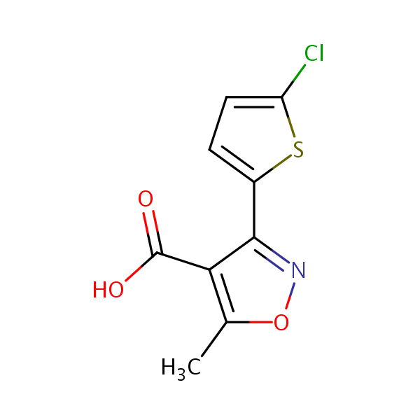 3-(5-Chloro-2-thienyl)-5-methylisoxazole-4-carboxylic acid structural formula
