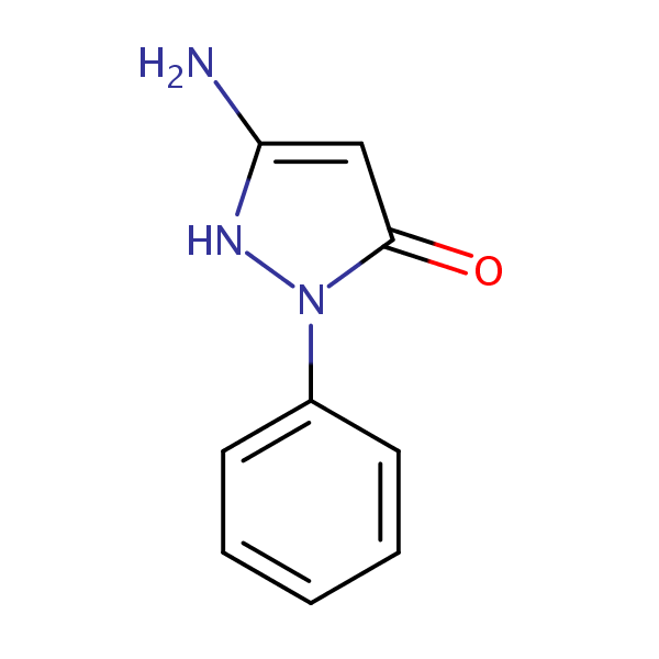 3-Amino-1-phenyl-4,5-dihydropyrazolin-5-one structural formula
