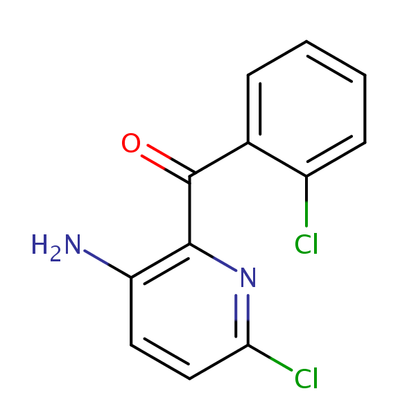 (3-Amino-6-chloro-2-pyridyl) (2-chlorophenyl) ketone structural formula