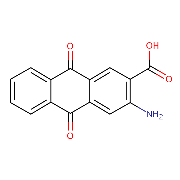 3-Amino-9,10-dihydro-9,10-dioxoanthracene-2-carboxylic acid structural formula