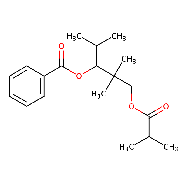 3-(Benzoyloxy)-2,2,4-trimethylpentyl isobutyrate structural formula