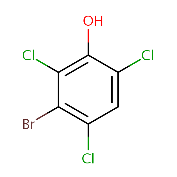 3-Bromo-2,4,6-trichlorophenol structural formula
