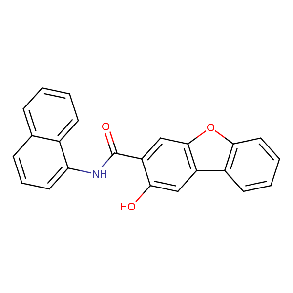 3-Dibenzofurancarboxamide, 2-hydroxy-N-1-naphthalenyl- structural formula