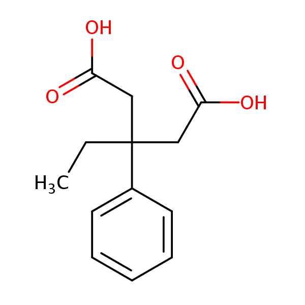 3-Ethyl-3-phenylglutaric acid structural formula