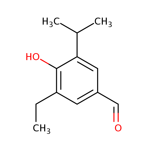 3-Ethyl-4-hydroxy-5-isopropylbenzaldehyde structural formula