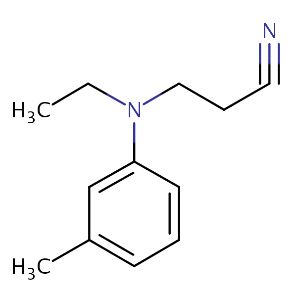 3-(Ethyl(3-methylphenyl)amino)propanenitrile structural formula