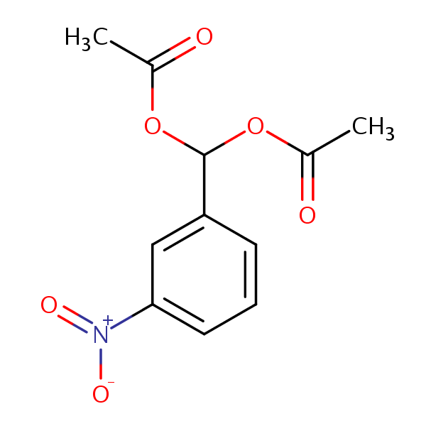 3-Nitrobenzylidene di(acetate) structural formula