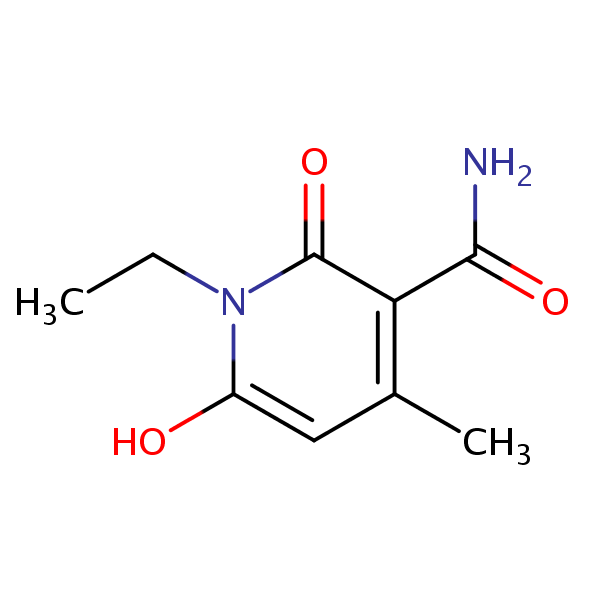 3-Pyridinecarboxamide, 1-ethyl-1,2-dihydro-6-hydroxy-4-methyl-2-oxo- structural formula