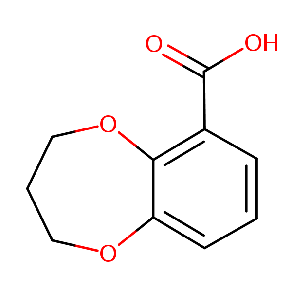 3,4-Dihydro-2H-benzo-1,5-dioxepin-6-carboxylic acid structural formula