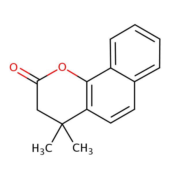 3,4-Dihydro-4,4-dimethyl-7,8-benzocoumarin structural formula