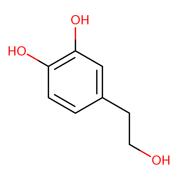 3,4-Dihydroxyphenylethanol structural formula