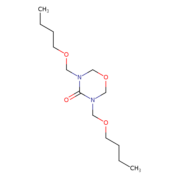 3,5-Bis(butoxymethyl)tetrahydro-4H-1,3,5-oxadiazin-4-one structural formula