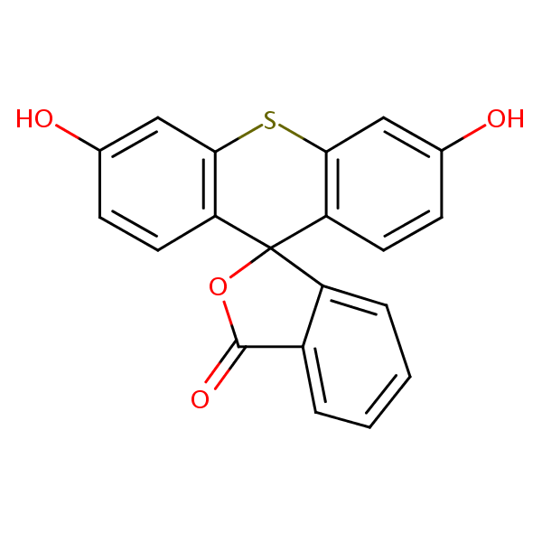 3’,6’-Dihydroxyspiro(isobenzofuran-1(3H),9’-(9H)thioxanthene)-3-one structural formula
