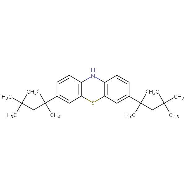 3,7-Bis(1,1,3,3-tetramethylbutyl)-10H-phenothiazine structural formula