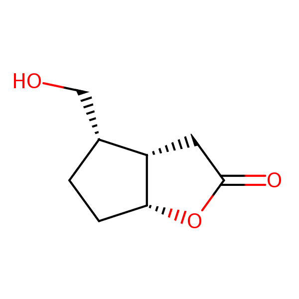 (3aalpha,4beta,6aalpha)-Hexahydro-4-(hydroxymethyl)-2H-cyclopenta(b)furan-2-one structural formula