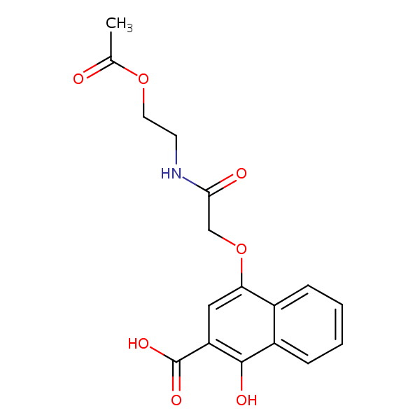 4-(2-((2-(Acetoxy)ethyl)amino)-2-oxoethoxy)-1-hydroxy-2-naphthoic acid structural formula