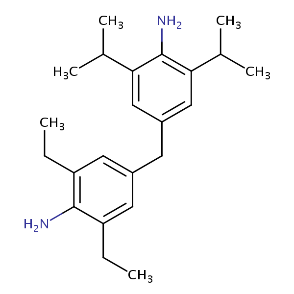 4-((4-Amino-3,5-diisopropylphenyl)methyl)-2,6-diethylaniline structural formula