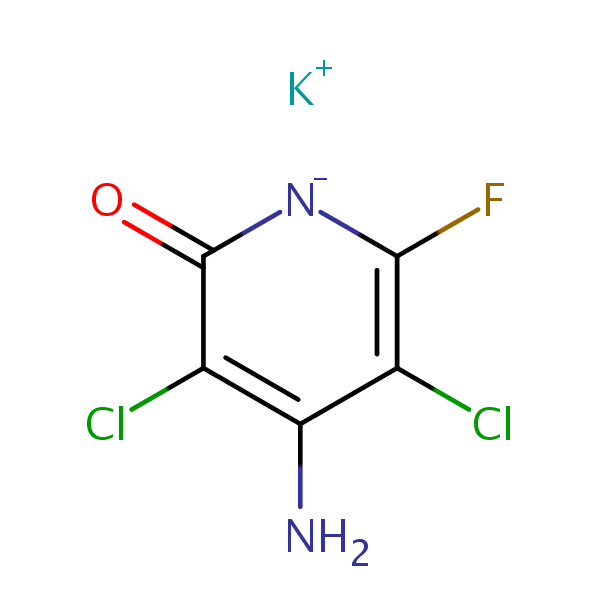 4-Amino-3,5-dichloro-6-fluoro-2-pyridone, monopotassium salt structural formula