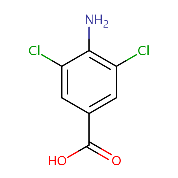 4-Amino-3,5-dichlorobenzoic acid structural formula