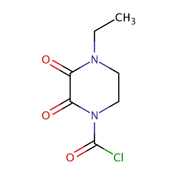 4-Ethyl-2,3-dioxopiperazine-1-carbonyl chloride structural formula