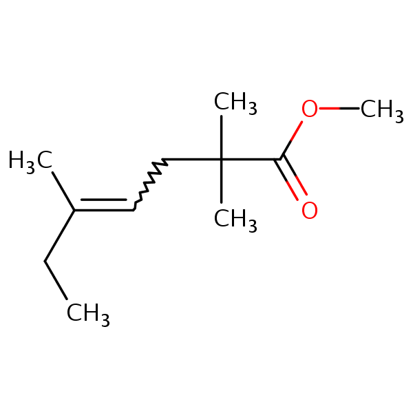 4-Heptenoic acid, 2,2,5-trimethyl-, methyl ester structural formula