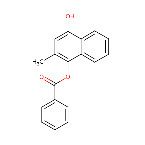 4-Hydroxy-2-methylnaphthyl benzoate structural formula