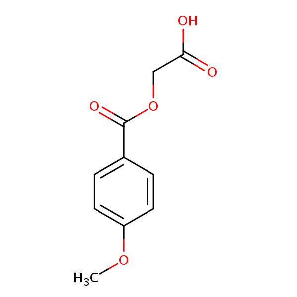 ((4-Methoxybenzoyl)oxy)acetic acid structural formula