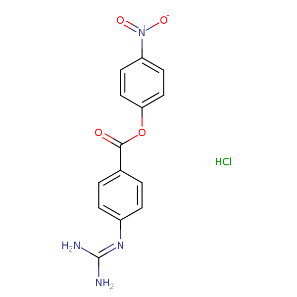 4-Nitrophenyl 4-((aminoiminomethyl)amino)benzoate monohydrochloride structural formula