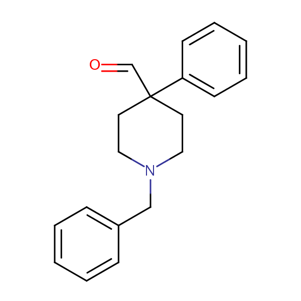 4-Piperidinecarboxaldehyde, 1-benzyl-4-phenyl- structural formula